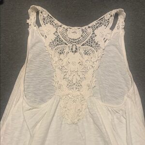 Off White Lace Back Tank Top